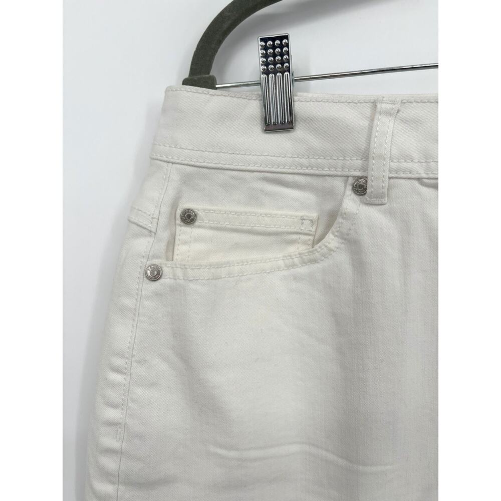 White Denim Y2K Skirt Ruffle Hem Eyelet Trim Coastal Cottagecore Women’s Sz 16 - Picture 4 of 7